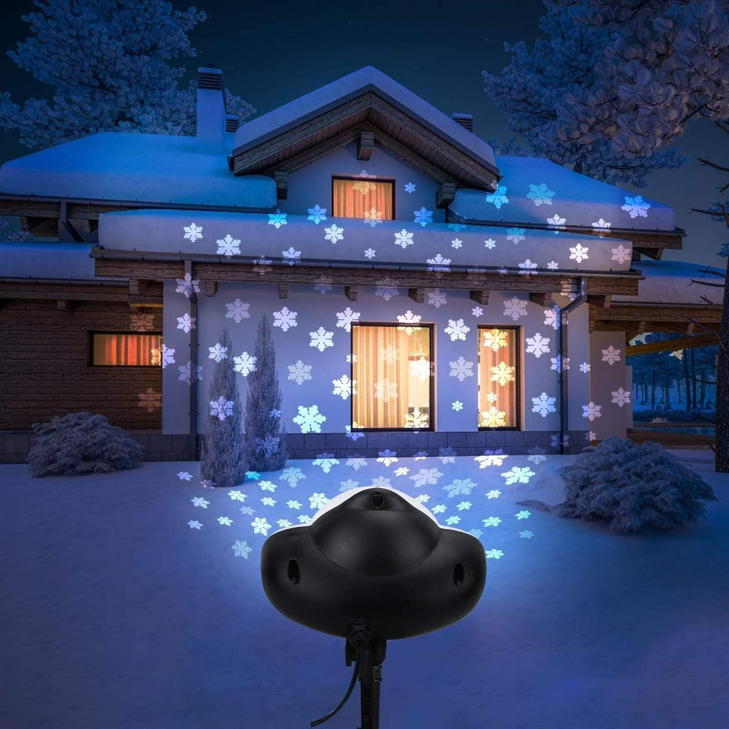 LINLIN Projector Snow Lamp, Snowfall LED Light Projector Christmas Snowflake Projector Light Waterproof with Remote&Timer Decorative Lighting