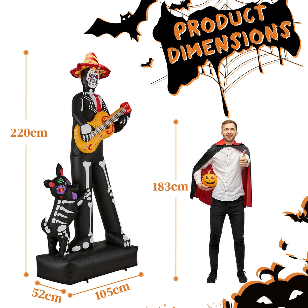 7.3ft Halloween Inflatable Ghost Musician with Puppet and 6 LED Lights