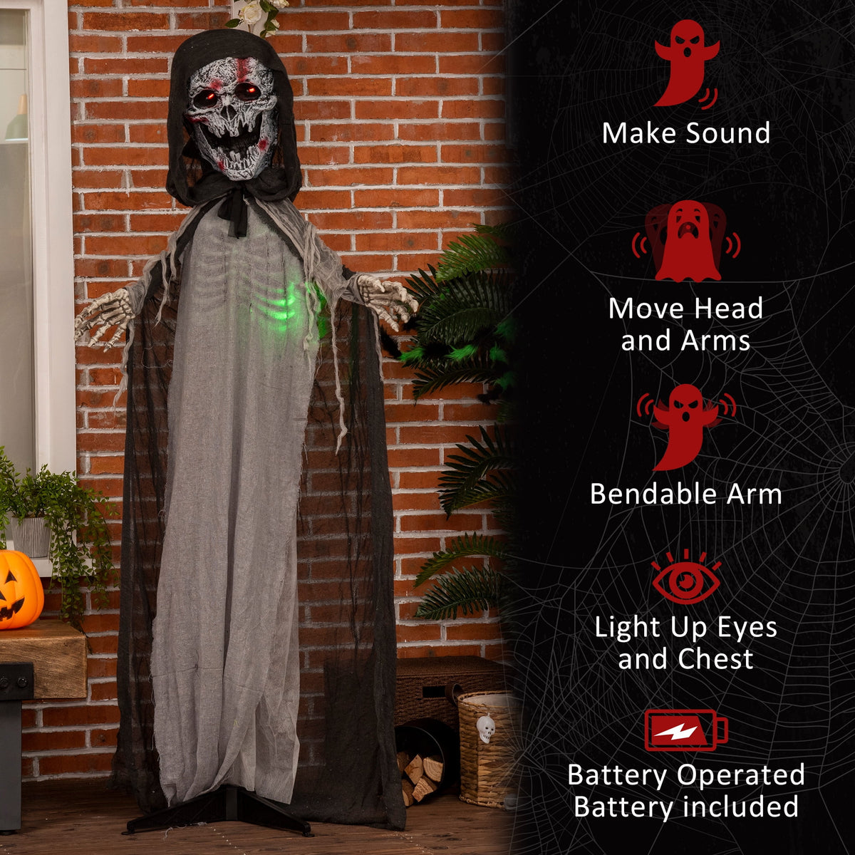 ENNSOO Halloween Decor Skeleton Witch Animated Character for Home Haunted Display