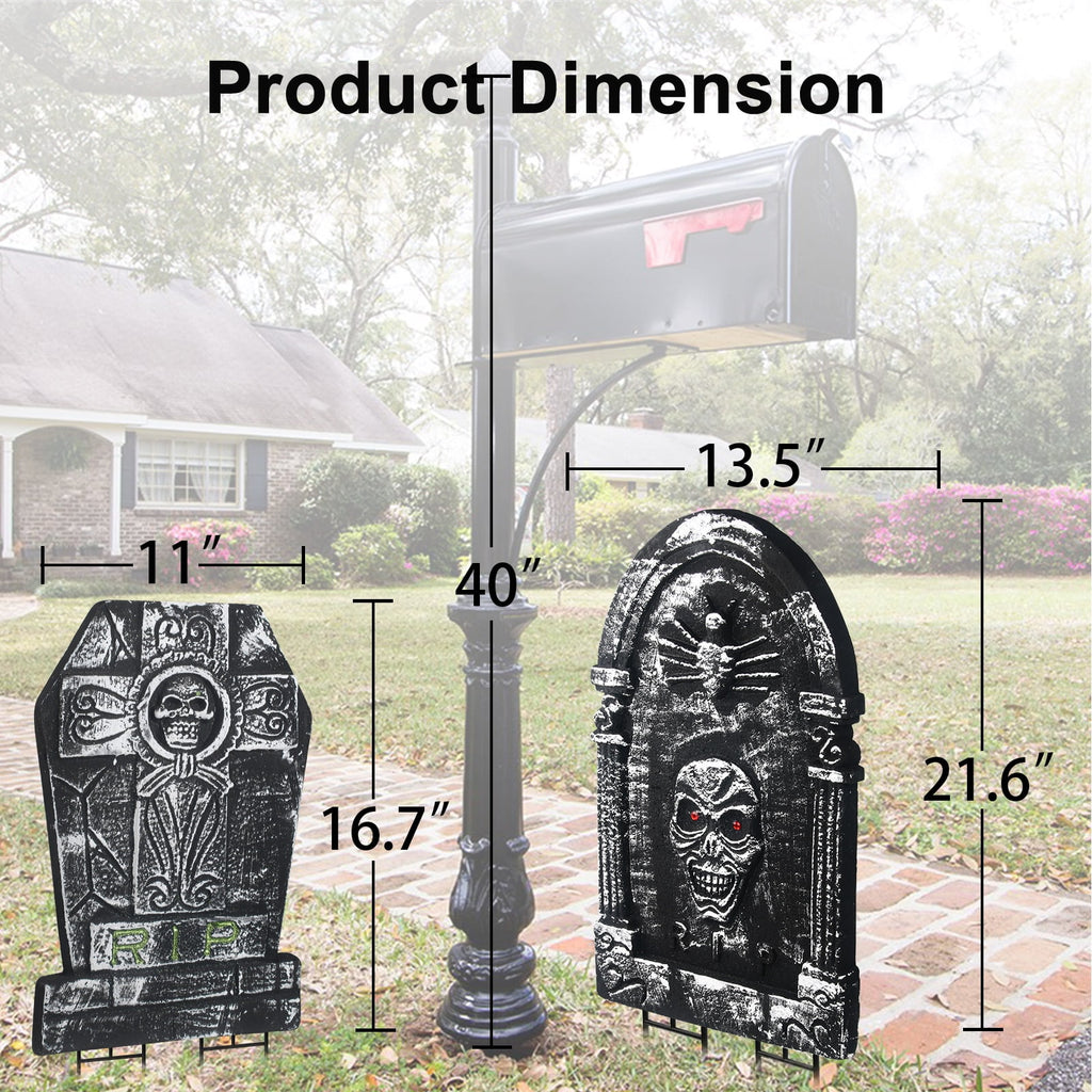 7Pack Halloween RIP Graveyard Foam Tombstones Decorations with 14 Stakes for Halloween Outdoor Yard Decoration