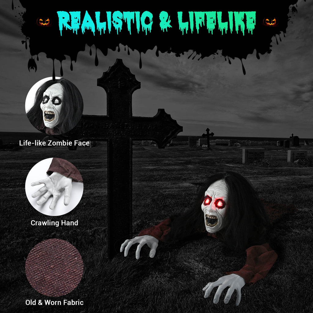 Yescom 15" Animated Halloween Tombstone & Half Skeleton with 8" Crawling Baby Zombie 2026