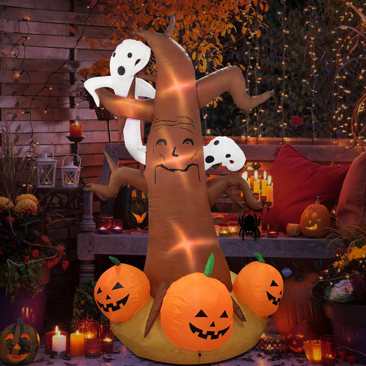 Gamexcel 8 ft Halloween Inflatable Pumpkin, Giant Lighted Jack-O'-Lantern Blow Up Yard Decoration Waterproof with LED, Blower, Stakes and Tethers