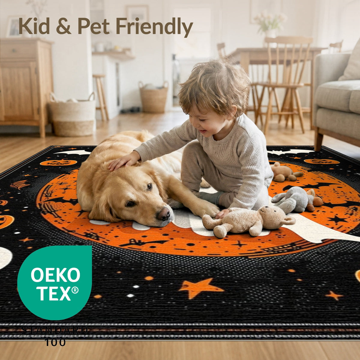 ODIKA Halloween Ghost Pumpkin Bat Skull Welcome Doormat Fiber Door for Dorm Room, Small Living Apartment, Stain Resistant Low Profile