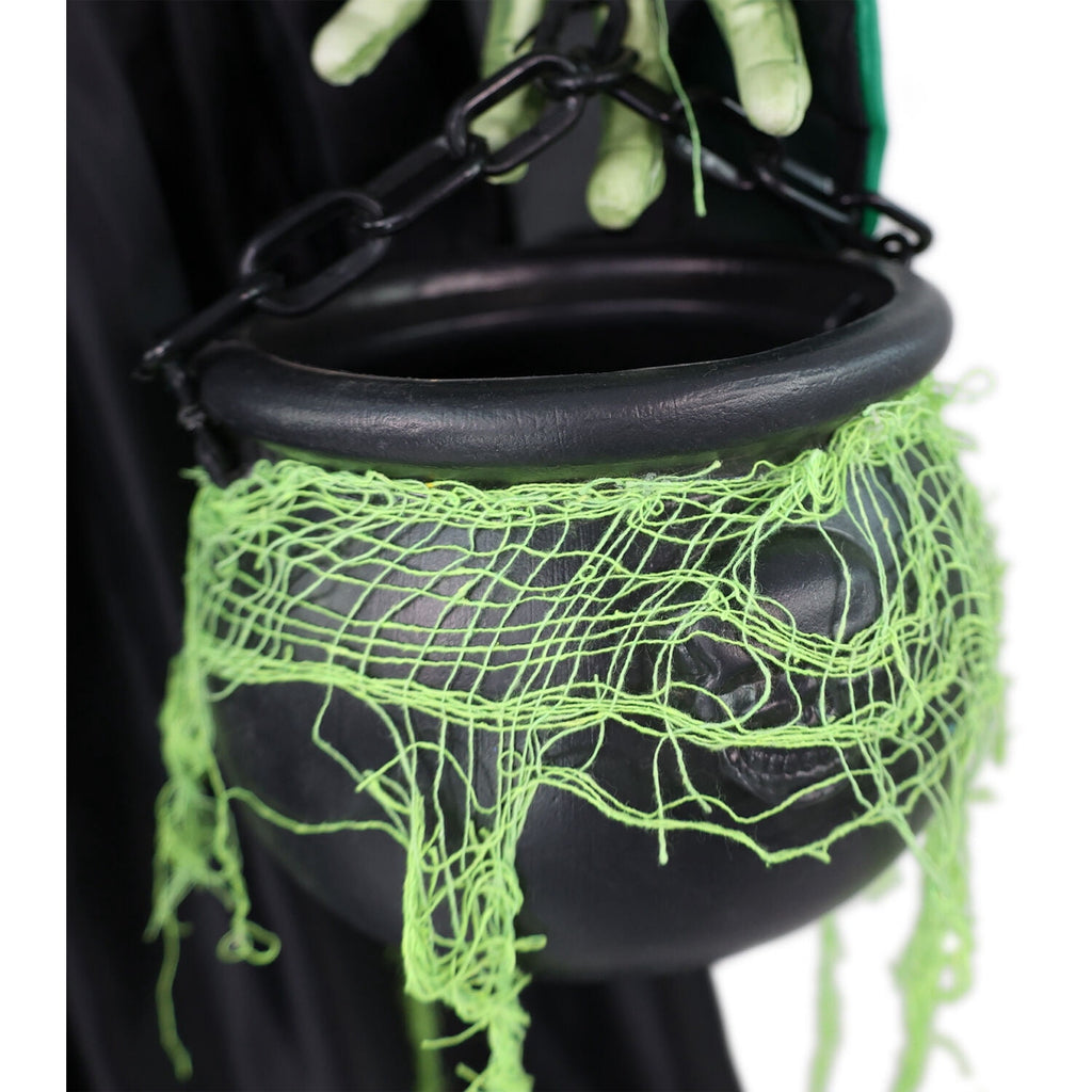 Haunted Hill Farm 6.0-Ft. Touch-Activated Mounted Flying Witch Halloween Animatronic