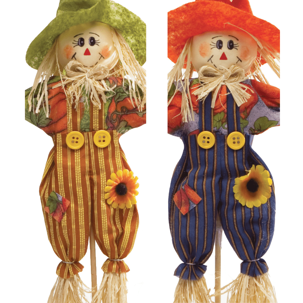 Small Scarecrow Decorations for Halloween or Thanksgiving - Assorted Bulk Case of 36 - 21"OAL