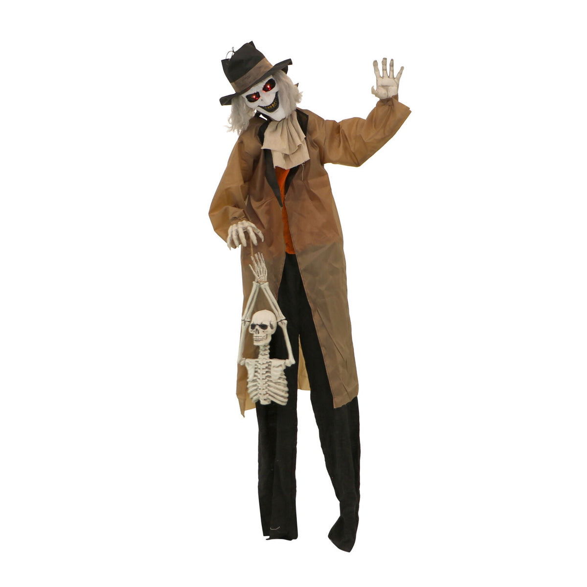 Haunted Hill Farm 5.25 ft Jebediah Bones Animatronic Gravekeeper, Indoor or Covered Outdoor Halloween Decor, Red LED Eyes, Battery-Operated, HHGRVKPR-1FLSA