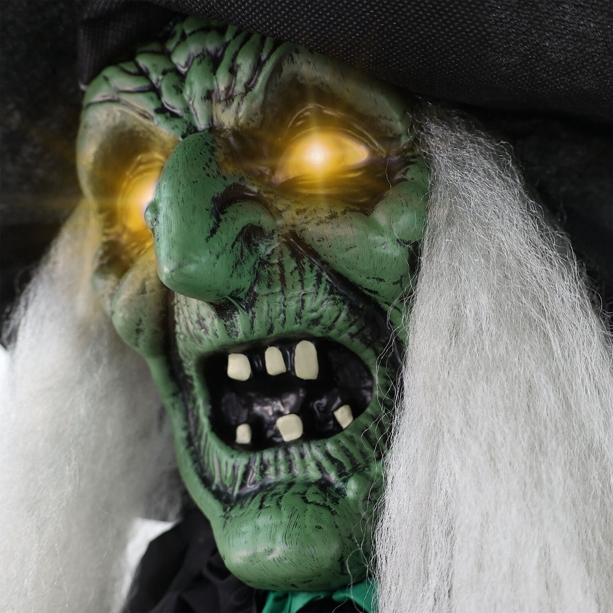 Haunted Hill Farm 6.0-Ft. Touch-Activated Mounted Flying Witch Halloween Animatronic