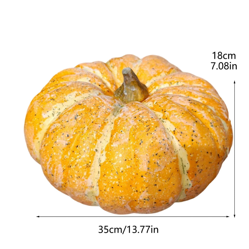 13.7" Halloween Foam Pumpkin Decorations, 2 Pack Artificial Pumpkins for Table Mantel Shelf Display, Fall Autumn Home Decor for Thanksgiving Party (Green)