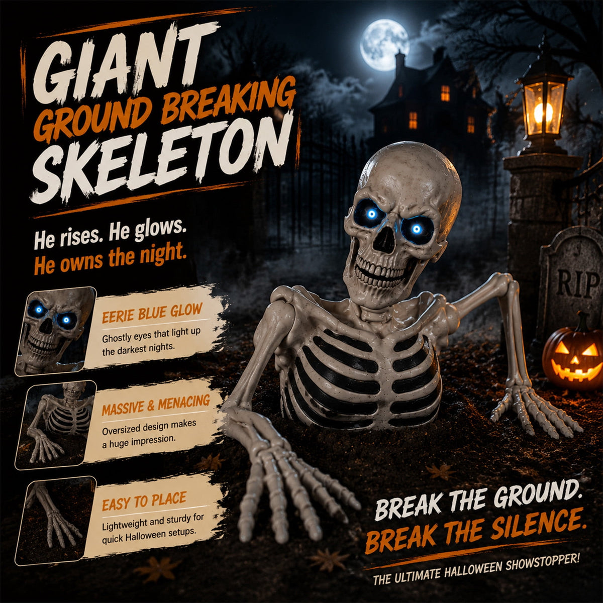 Halloween Animatronics Outdoor 72", Light Up Grim Reaper Street Lamp Post with Glowing Eyes, Life Size Standing Skeleton Decor for Lawn Porch, 1 Pack