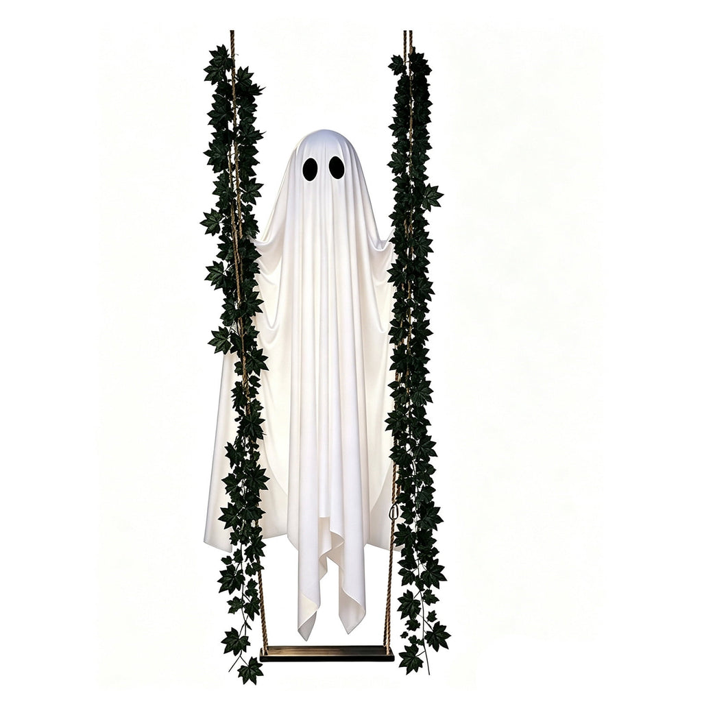 Outdoor Halloween Decorations Gaslight Ghoul, 79" Tall Hanging Skeleton Holding Street Light with Creepy Blue Eyes, Tattered Robe Ghost Decor for Yard Patio Walkway, Front Porch, Road