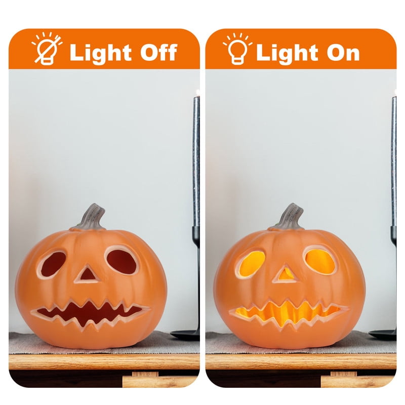 DUNCHATY 21" LED Pumpkin Light, Extra Large Angry Jack O' Lantern Halloween Decor for Outdoor Yard - Furious Face