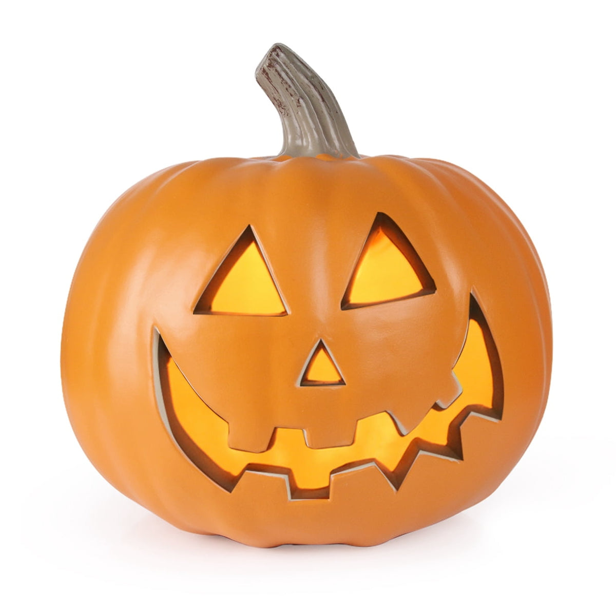 Gamexcel 21" LED Light-Up Jack O Lantern, Pre-lit Halloween Plastic Pumpkin Lights for Indoor/Outdoor Decoration - Angry Face