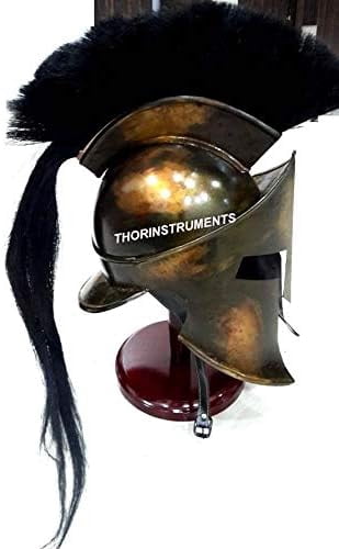 THOR INSTRUMENTS 300 Armor King Leonidas Spartan Helmet Replica With Stand Free Halloween Costume Rustic Vintage Home Decor Gifts