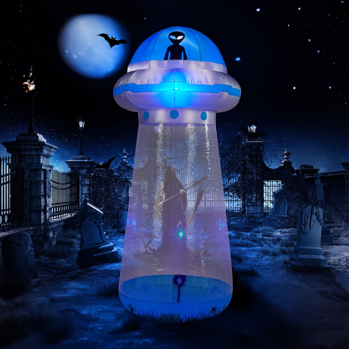 Zimtown 9 FT Halloween Inflatables UFO Decoration Photo Background Outdoor Halloween Decoration