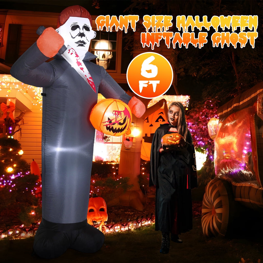 Areker 12ft Halloween Inflatable Grim Reaper, 7 Modes 3D Flame Lights Spooky Blow up Yard Decor, Waterproof & Easy Setup Halloween Ghost for Garden Patio Lawn
