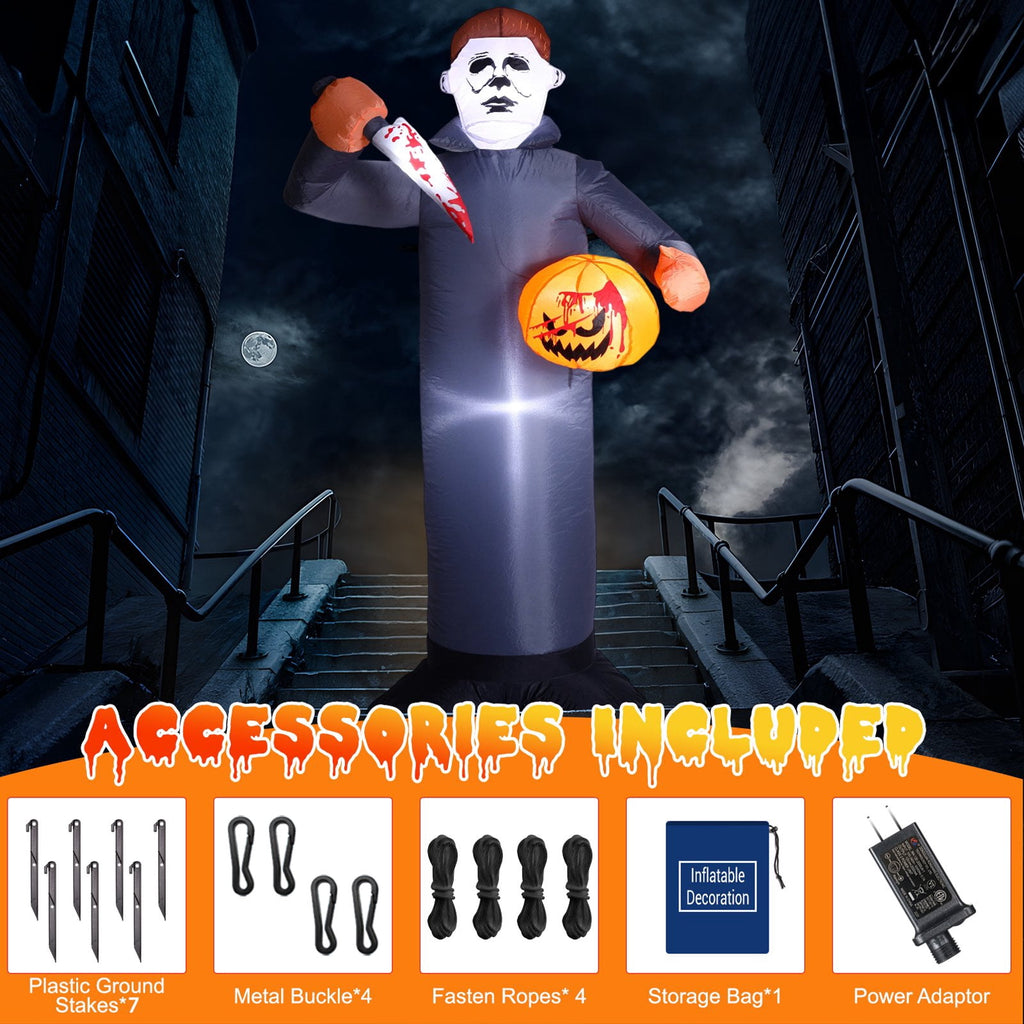 Areker 12ft Halloween Inflatable Grim Reaper, 7 Modes 3D Flame Lights Spooky Blow up Yard Decor, Waterproof & Easy Setup Halloween Ghost for Garden Patio Lawn