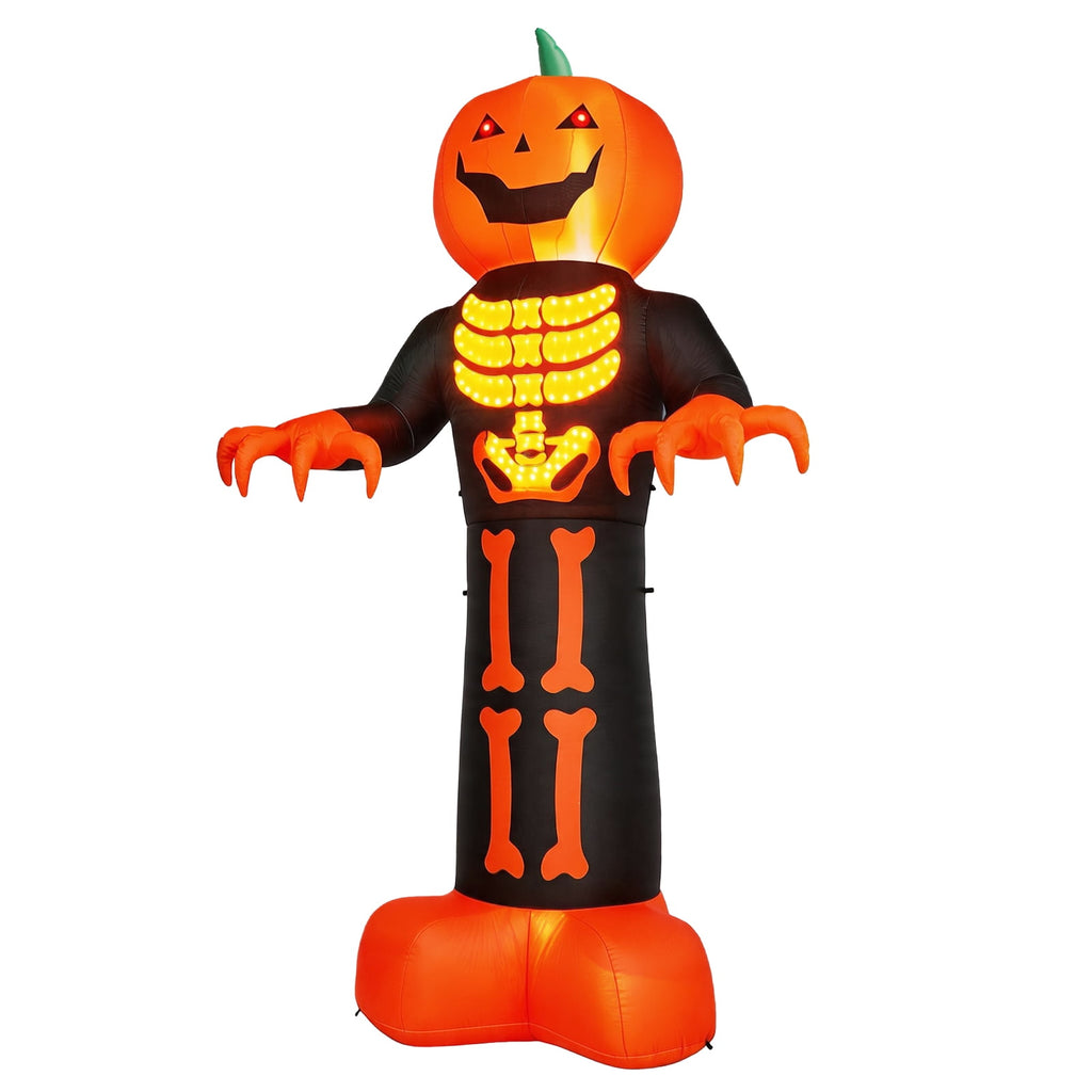 12ft Giant Halloween Inflatable Grim Reaper with Skeleton Ribs and Pumpkin 115 LED Lights