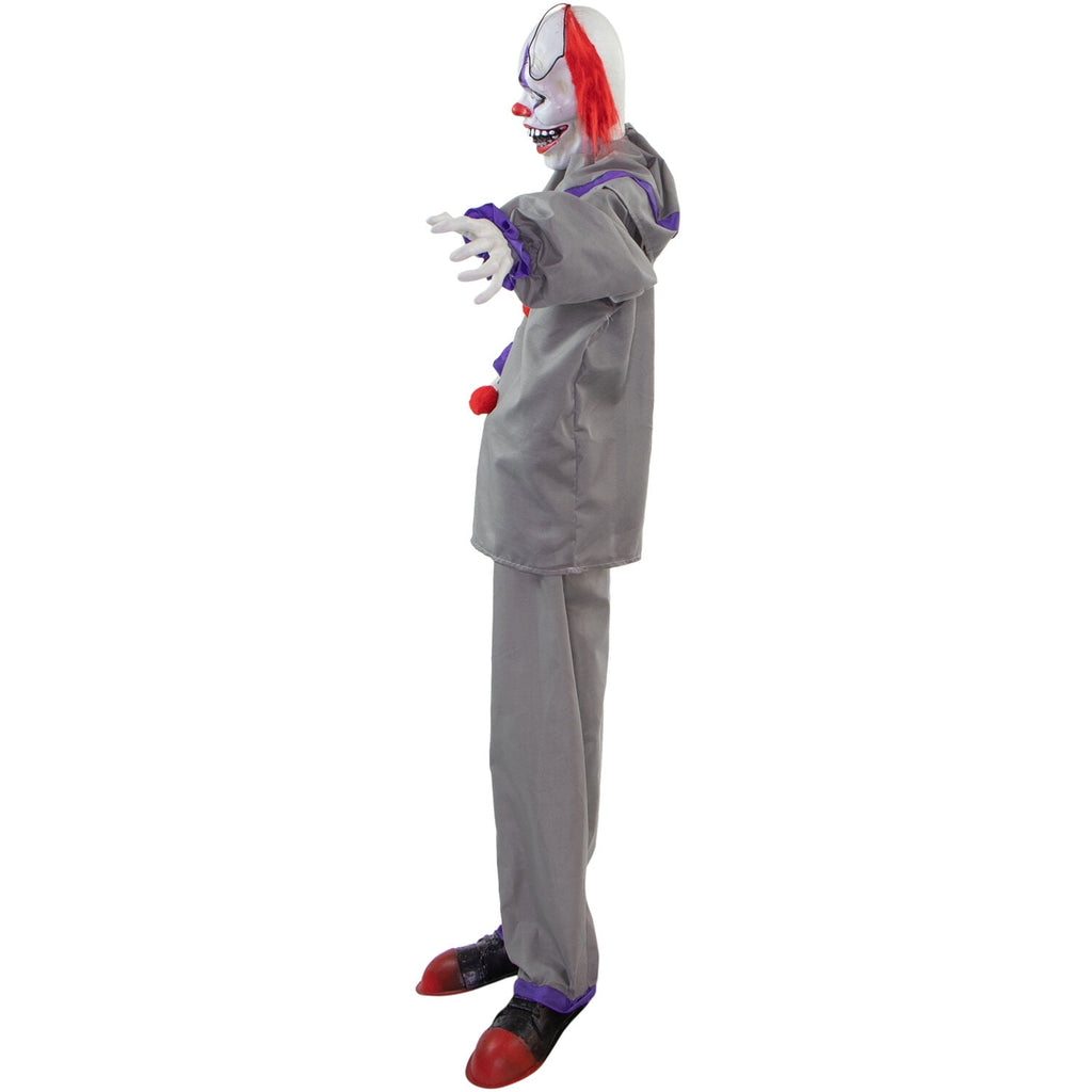 Haunted Hill Farm Animatronic 4.6-Ft. Swinging Clown with Lights and Sound, Indoor or Covered Outdoor Halloween Decoration