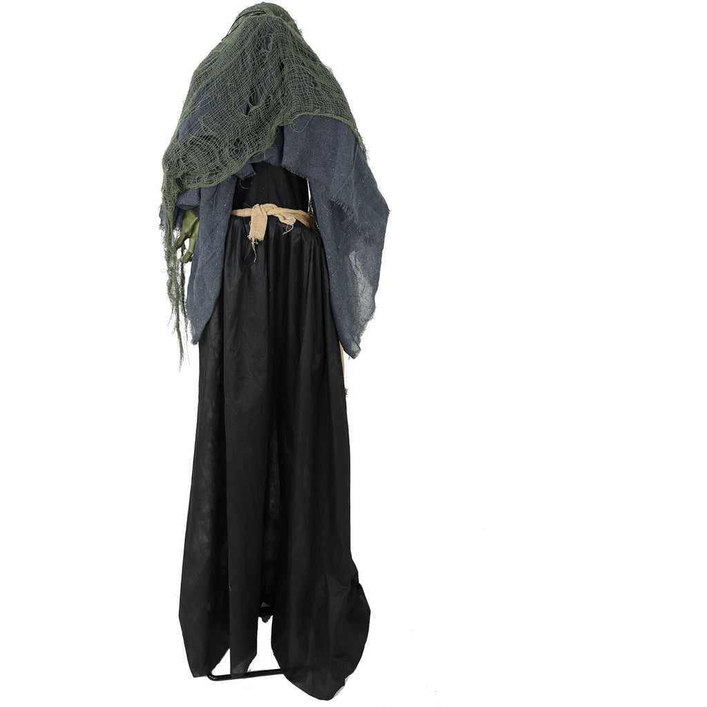 Haunted Hill Farm 6.0-Ft. Touch-Activated Mounted Flying Witch Halloween Animatronic