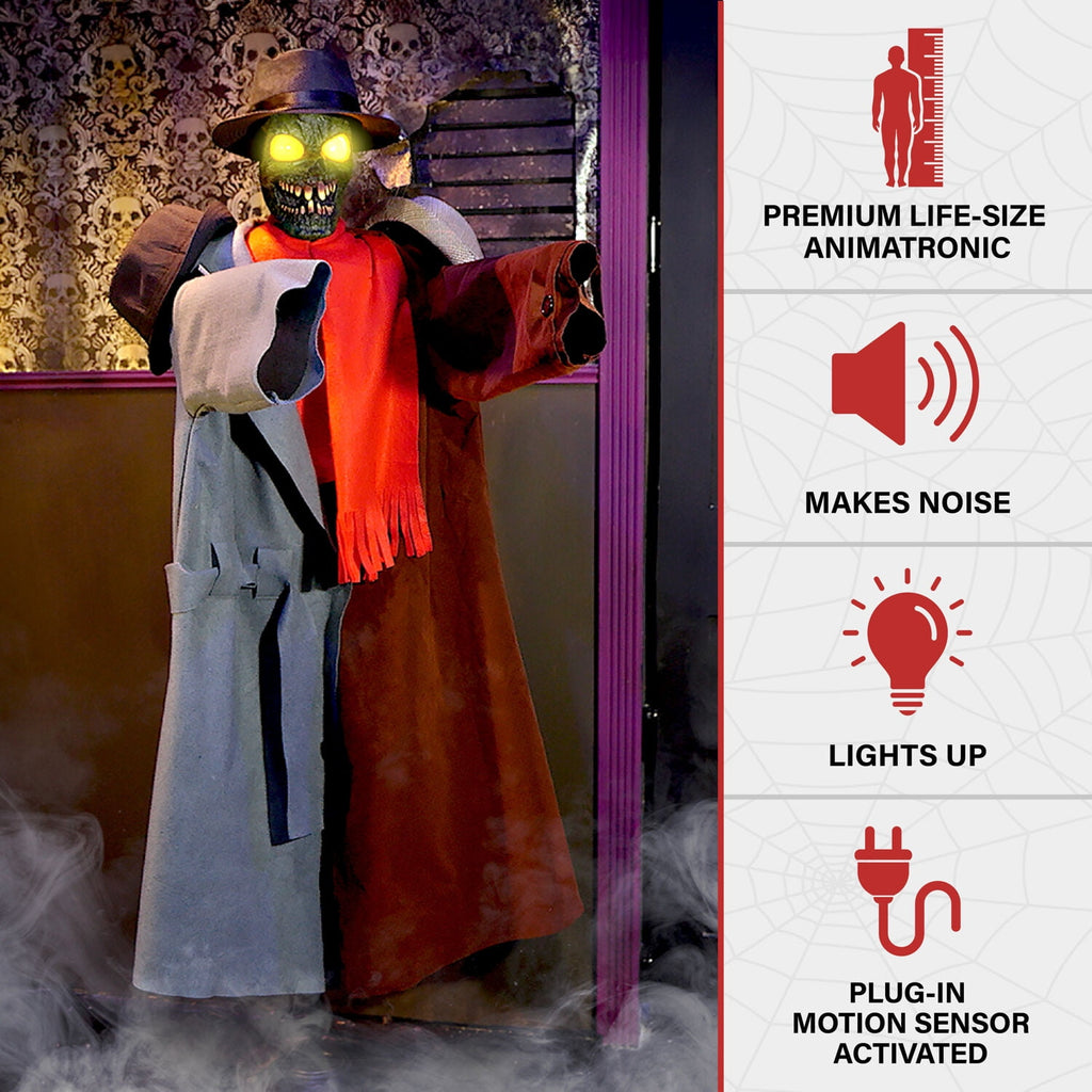 Haunted Hill Farm Life-Size Animatronic Coatrack Monster by Tekky Halloween Decoration, 5.6-Ft.