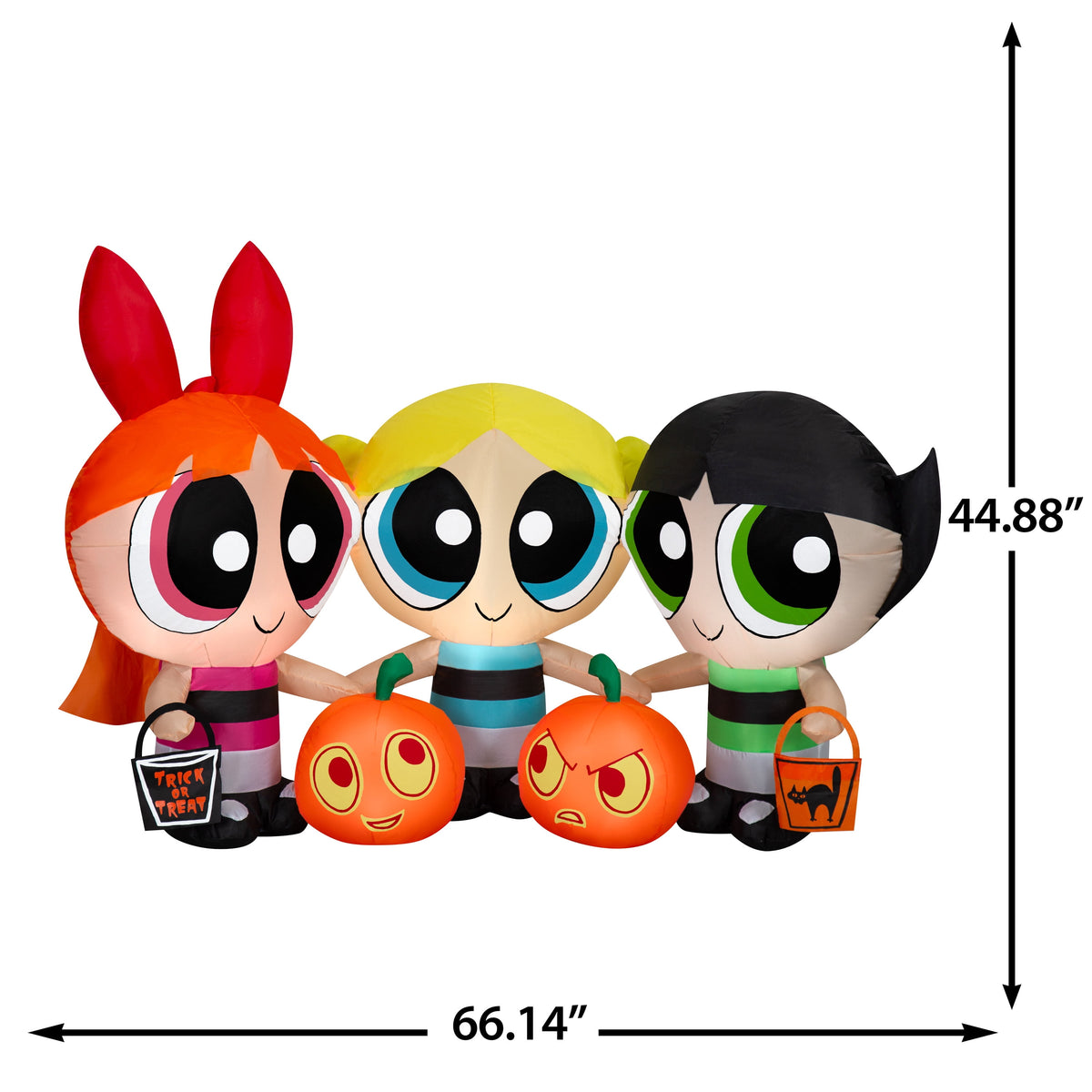 Powerpuff Girls Halloween Inflatable Scene with Blossom, Bubbles and Buttercup, 4-Ft Lighted Airblown Yard Decor