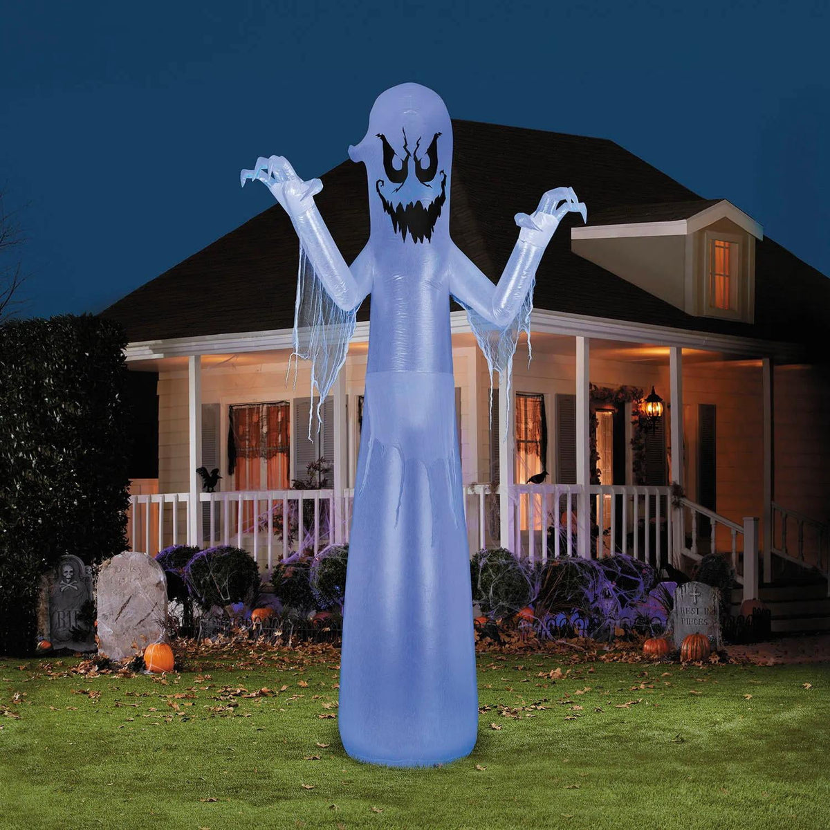 Gemmy Scary Ghost Lightshow Inflatable Halloween Decoration - Blue