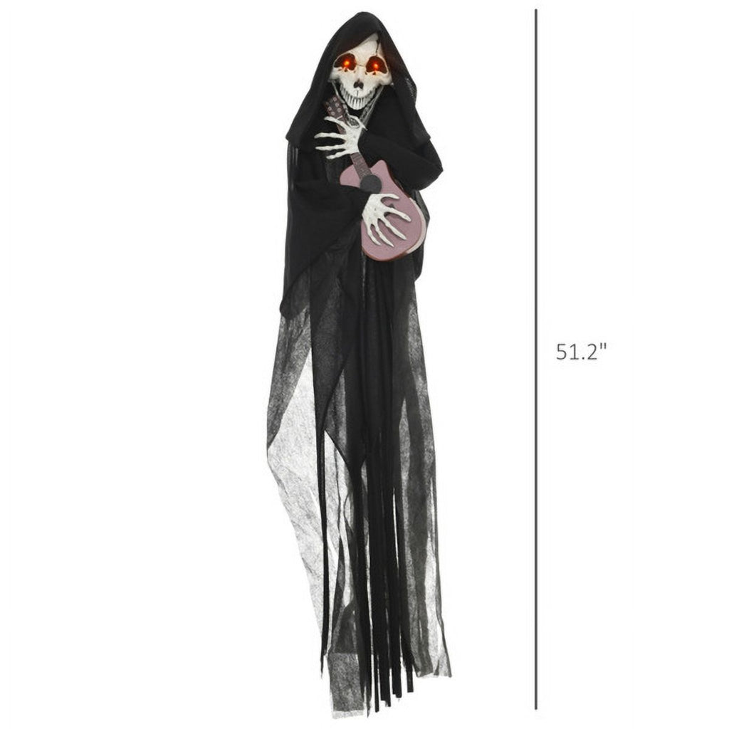 3.9FT Animated Halloween Pumpkin Ghost Prop Sound Activated with Red Glowing Eyes